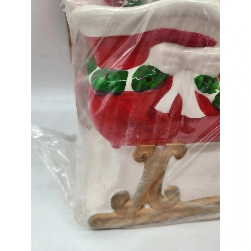 Vintage Christmas Ceramic Cookie Jar Santa Sleigh Animals cat bear
